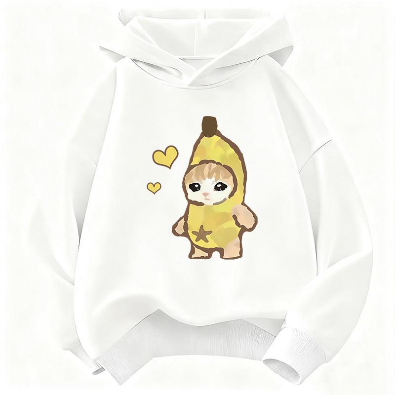2026 New Funny Banana Cat Hoodie Kids Kawaii Cat Children's Sweatshirt Hoody for Boys Girls Casual Hoodies Hip Hop Clothes