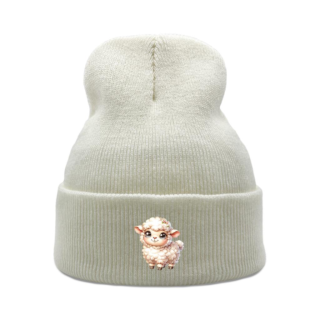 Unisex Winter Hats Knitted Hat Beanie Cute Sheep Print Woman Cap Simple Cancer Chemo Knit Cap Beanie Perfect For Mountaineering