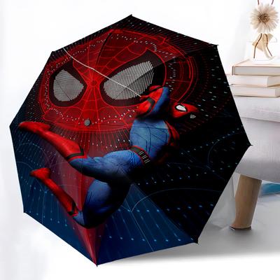 1pc SpiderMan Automatic Folding Umbrella - Compact 8-Rib Design, Durable Plastic & Iron, Daily Use Z1230035
