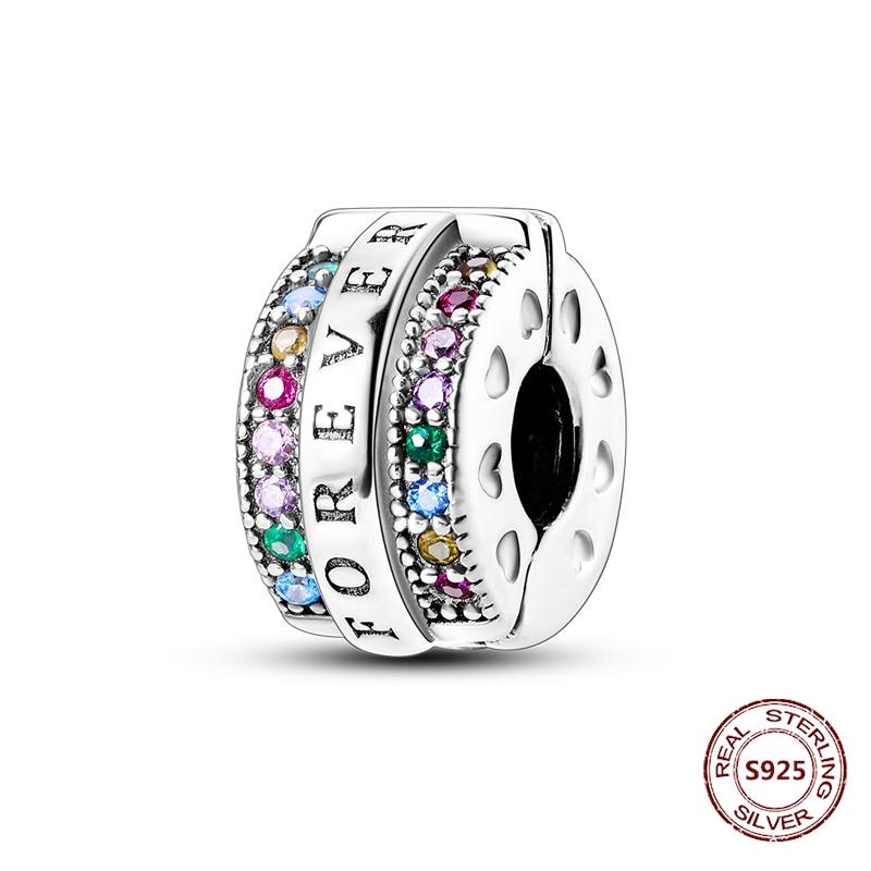 925 Silver Star Moon Bracelet Ocean Safety Chain with Colored Zircon Beads DIY Fine Jewelry for Women