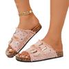 2025 Stylish Women's Rhinestone Flat Sandals - Trendy Cork Beach Design
