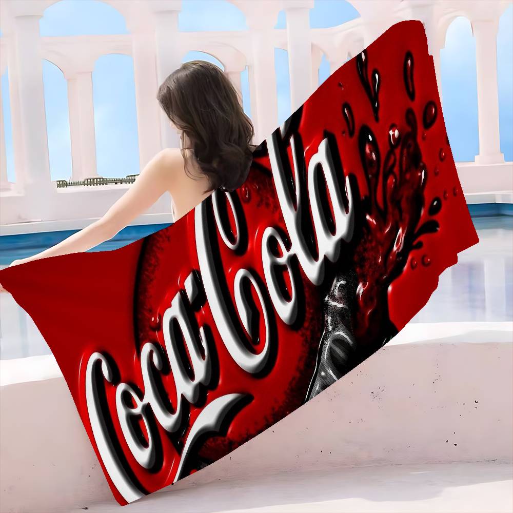C-Coca-Colas Mikrofaser Bedrucktes Strandtuch Bergsteigen Yoga Strand Schwimmen Laufen Saugfähiges Weiches Handtuch