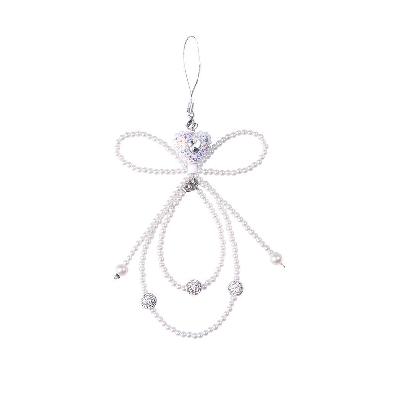 

Sweet Temperament Bow Shaped Keychain Pendant Cute Versatile Pearl Beaded Bow Keychain Fashionable Bag Decorations Gifts