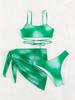 2024 Tie-Dye Women's Three-Piece Bikini Set with Mesh Skirt