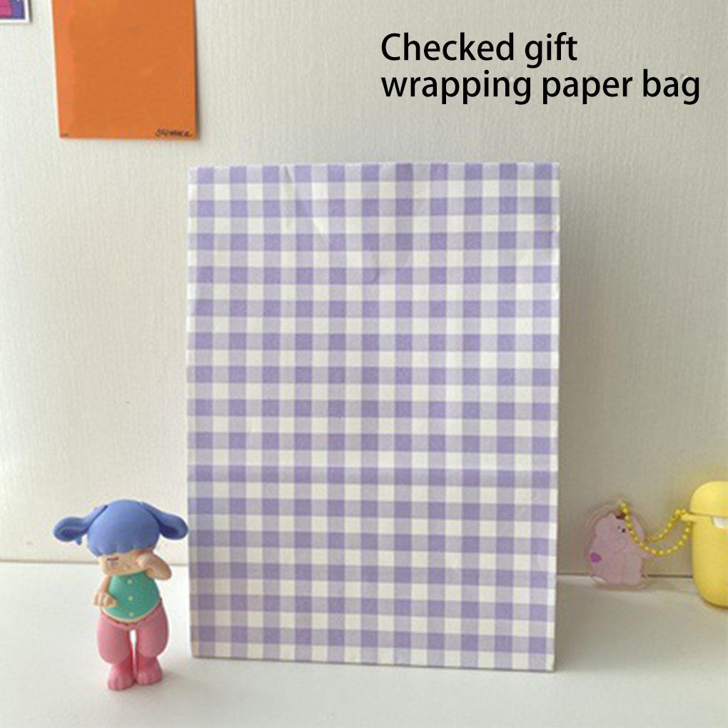 Paper Plaid Bags Wrapping Colorful Gift Packaging Bag Storage Candy Multifunctional Large Capacity Organizer Props