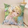 Lumine Cute Genshin Impact Cushion Cover Silky Short Plush Invisible Zipper Dustproof Sofa Pillow Case For Home Decor