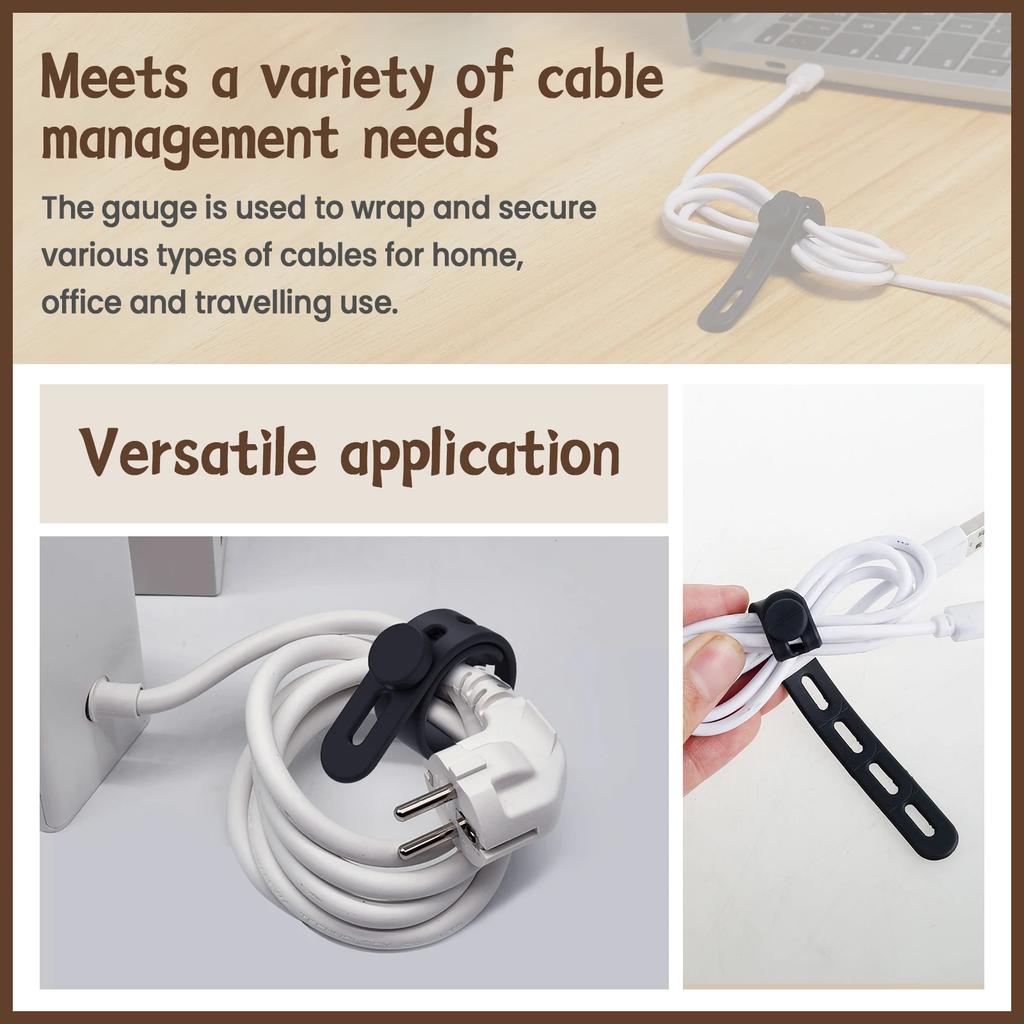 30Pcs Silicone Cable Ties Cord Organizer Adjustable Reusable Cable tie Straps Cable Management Organizer Fastening Cable Straps