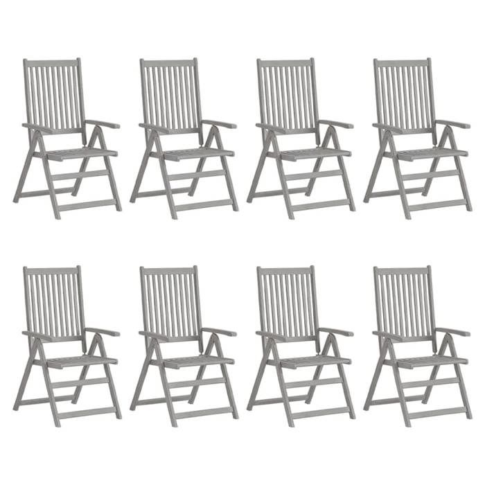 Maison Exclusive - Chaises inclinables de jardin et coussins lot de 8 Gris Acacia