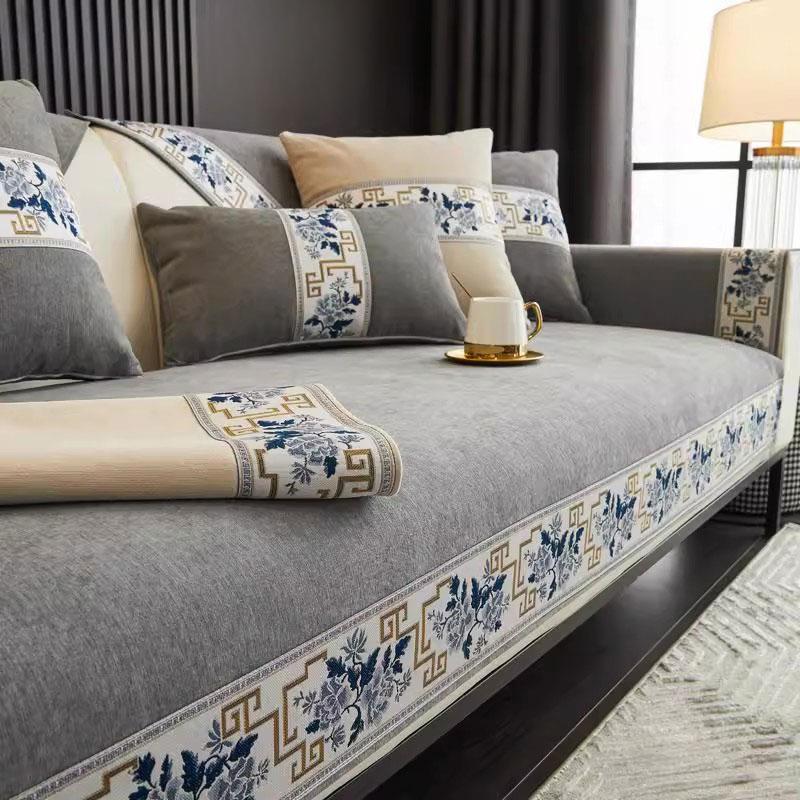 Shenier New Chinese Style Sofa Cover Four Season Universal Anti Slip Couch Mat Combination Sofa Cushion Decor Sofa Towel Cover