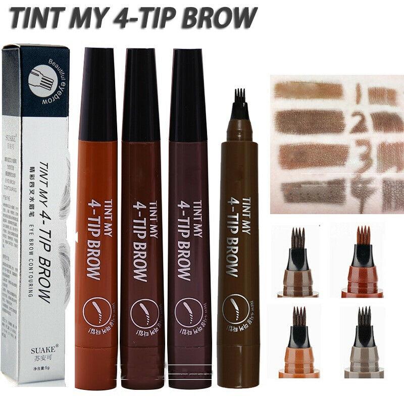 4-TIP BROW Liquid Eyebrow Pencil Waterproof Microblading Fork Tip Fine