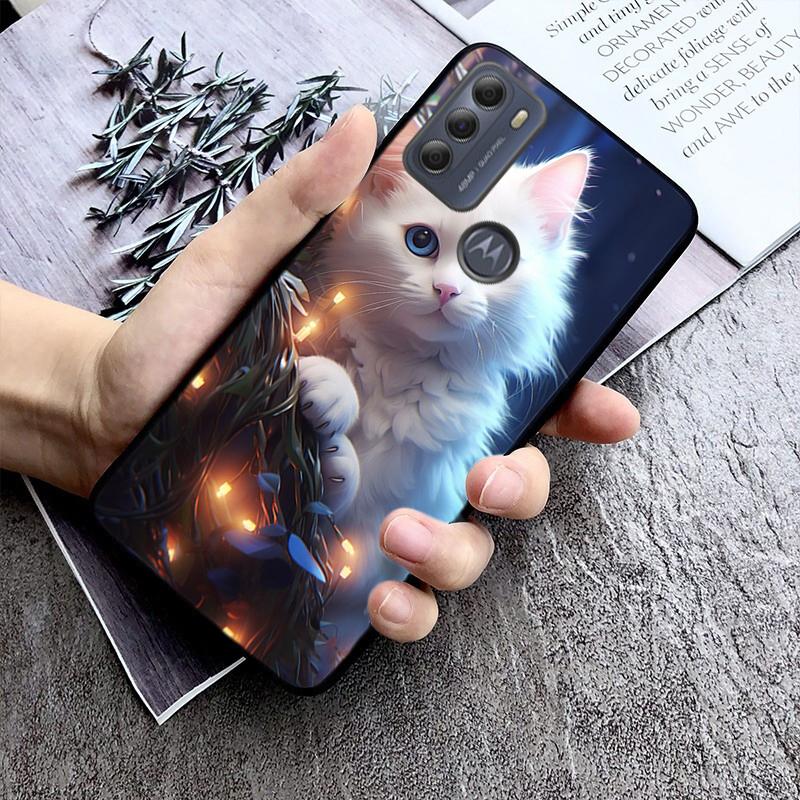 

Белый чехол для телефона Cat для Moto G84 G22 G32 G42 G52 G62 G53 G72 G60 G60S G100 G10 G20 G30 G13 G50 G 5G G Pure Moto G60S