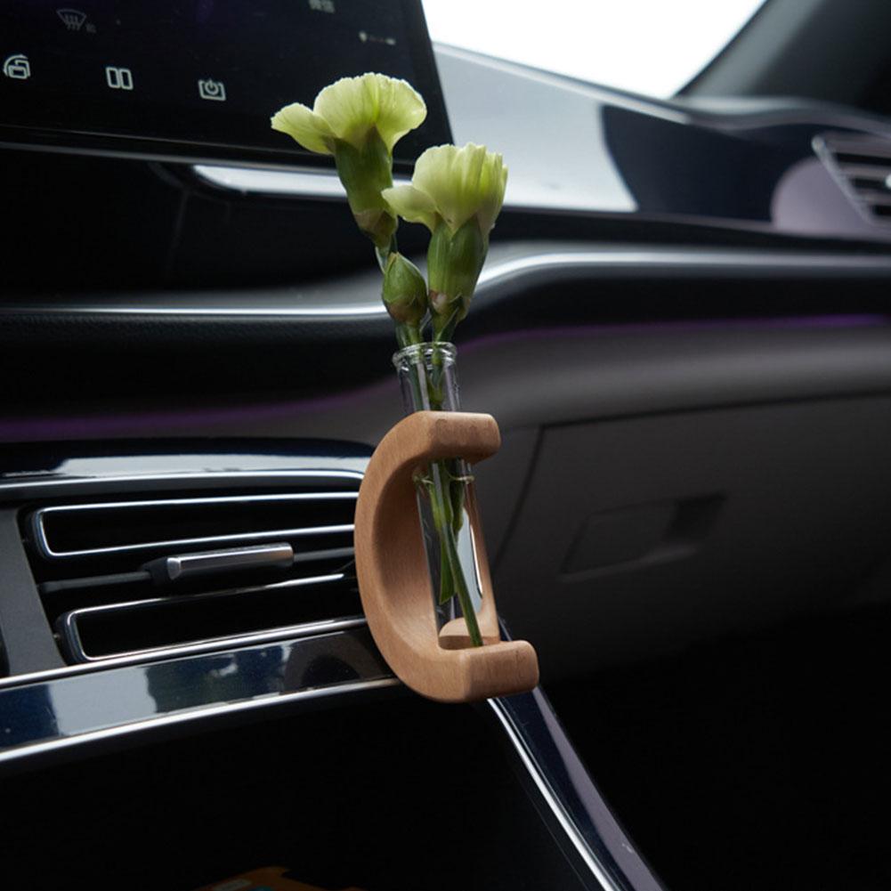 Car Vase Vent Clip, Car Vent Propagation, Mini Car Flower Vase Vent Clip, For Air Vent Charm Auto Interior Wooden Ornament