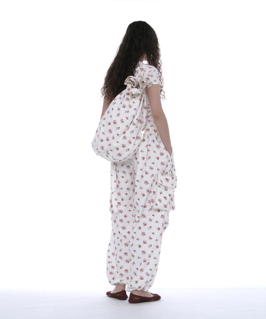 Partimento Women Washed Keyring Sling Bag_White Floral
