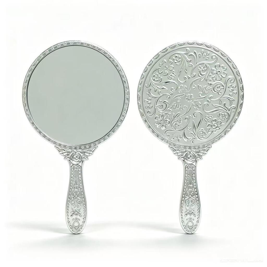 European Retro Princess Style Handheld Beauty Mirror - Portable, High-Definition, Thickened, Ideal for Makeup and Microblading