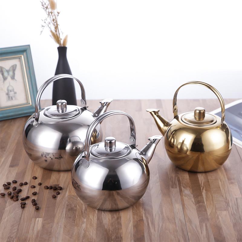 Stainless Steel Water Kettles Teapot With Infuser Filter Coffee Kettle Green Tea Jug Home Office Tea Coffee Tools Cookware