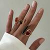 Vintage Inlaid Resin Acrylic Open Ring for Women Elegant Irregular Geometry Adjustable Knuckle Ring Daily Wear Jewelry