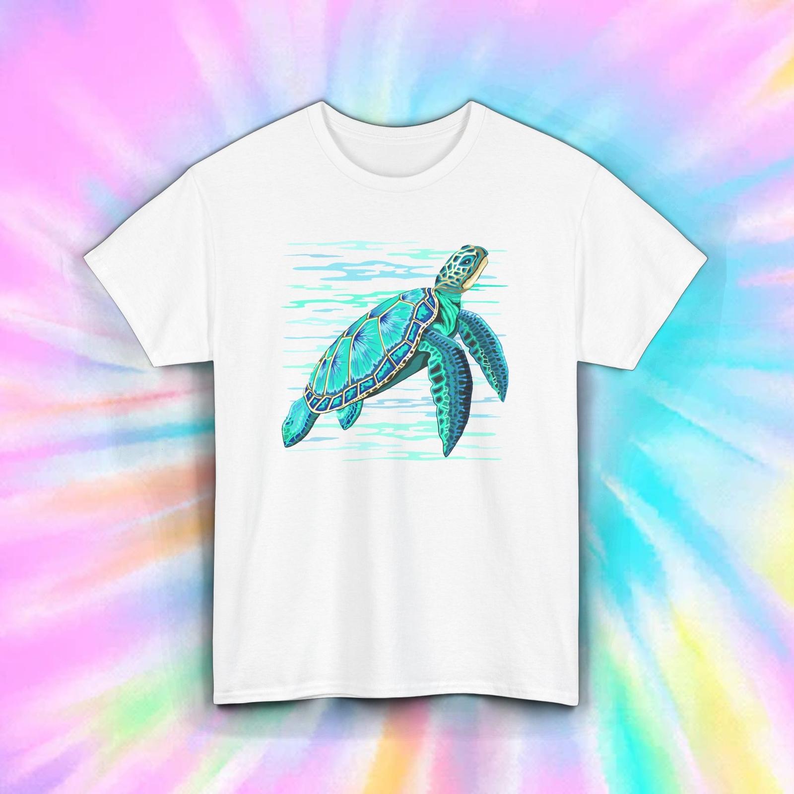 Blue Sea Turtle T-Shirt Ocean Animal Graphic Nature Lover Tee S-5XL S