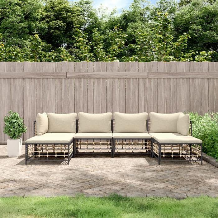 VidaXL Garden Lounge Set 6 Pcs with Anthracite Cushions Wicker, Lounge Set, Outdoor Lounge Set, 3186778