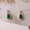 Rhinestone Green Gourd Pendant Light Luxury Retro Chinese Style Earrings