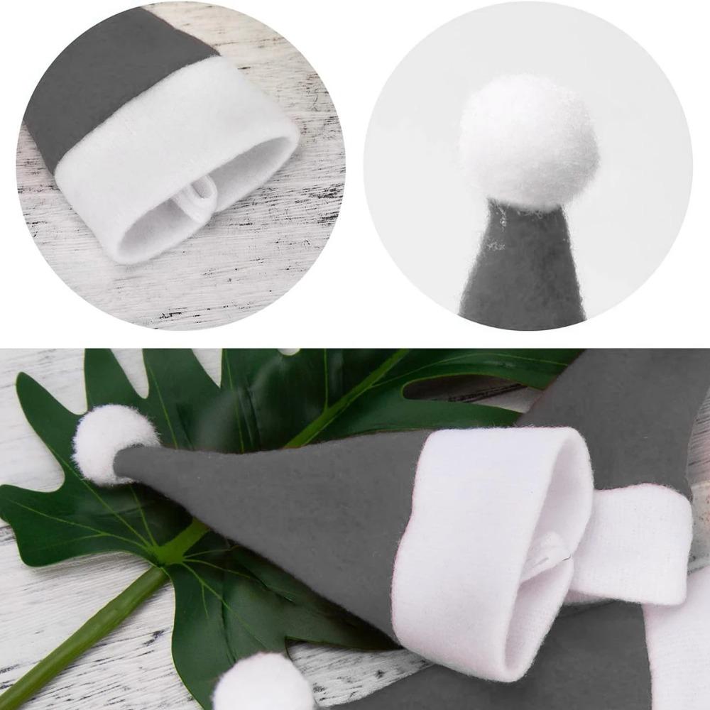 10pcs Non-woven Mini Santa Hat Ornaments Grey Wine Bottle Cover  New Year Festival Gifts
