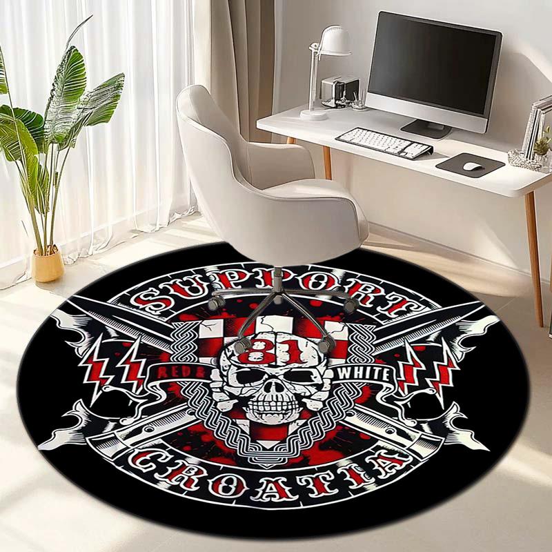 Gang Violence Motorcycle Enthusiasts Hells Angels Motorcycle Club Circular Carpet Is Soft, Home, Bedroom, Door Mat Decoration, and Non Slip Carpet E3