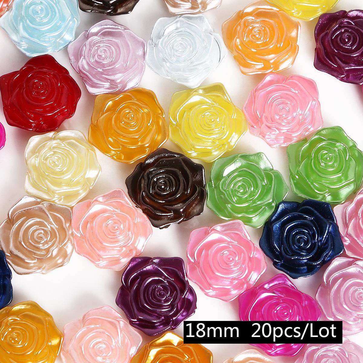 

20-100 шт. без отверстия, разноцветные цветочные кабошоны с плоской задней частью, имитация пластика, АБС-пластик, жемчужные бусины, сделай сам, рукоделие, украшение для одежды 18mm 20pcs