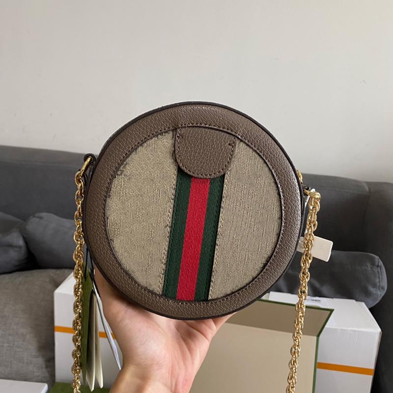 

Новая роскошная брендовая мини-сумка на плечо, модная круглая дизайнерская сумка с логотипом, сумка через плечо с двойными цепочками G, кошелек для женщин кофейный
