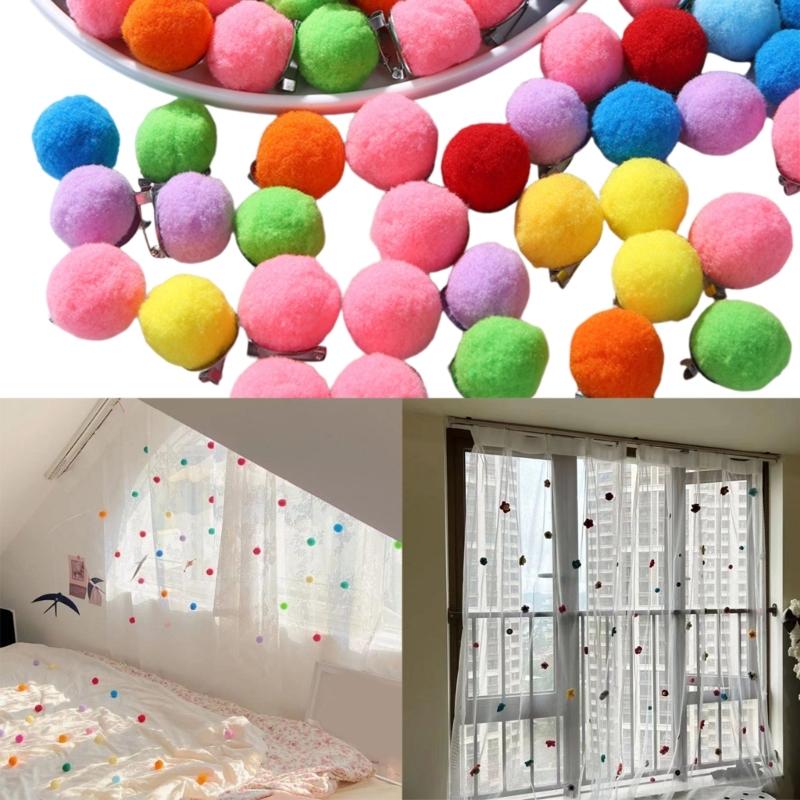 10Pcs Curtain Decorative Pin Colorful Pompoms Safety Pin Clothing Decoration Brooch Pin For Curtain Decoration Accessory