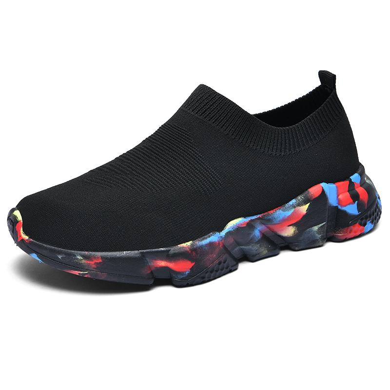 Damenschuhe Strick Socken Sneaker Damen Leicht Lässig Slip On Flach Damen Schuhe Frau Übergröße Slipper Walking Übergröße