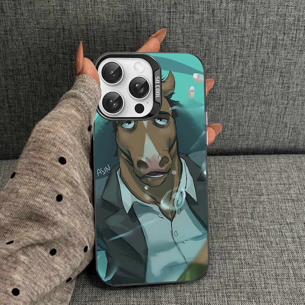 Cartoon B-BoJack Horseman Phone Case Color Silver Shell For LPhone 17 16 16e 15 14 13 12 11 Pro Max Plus iphone 12