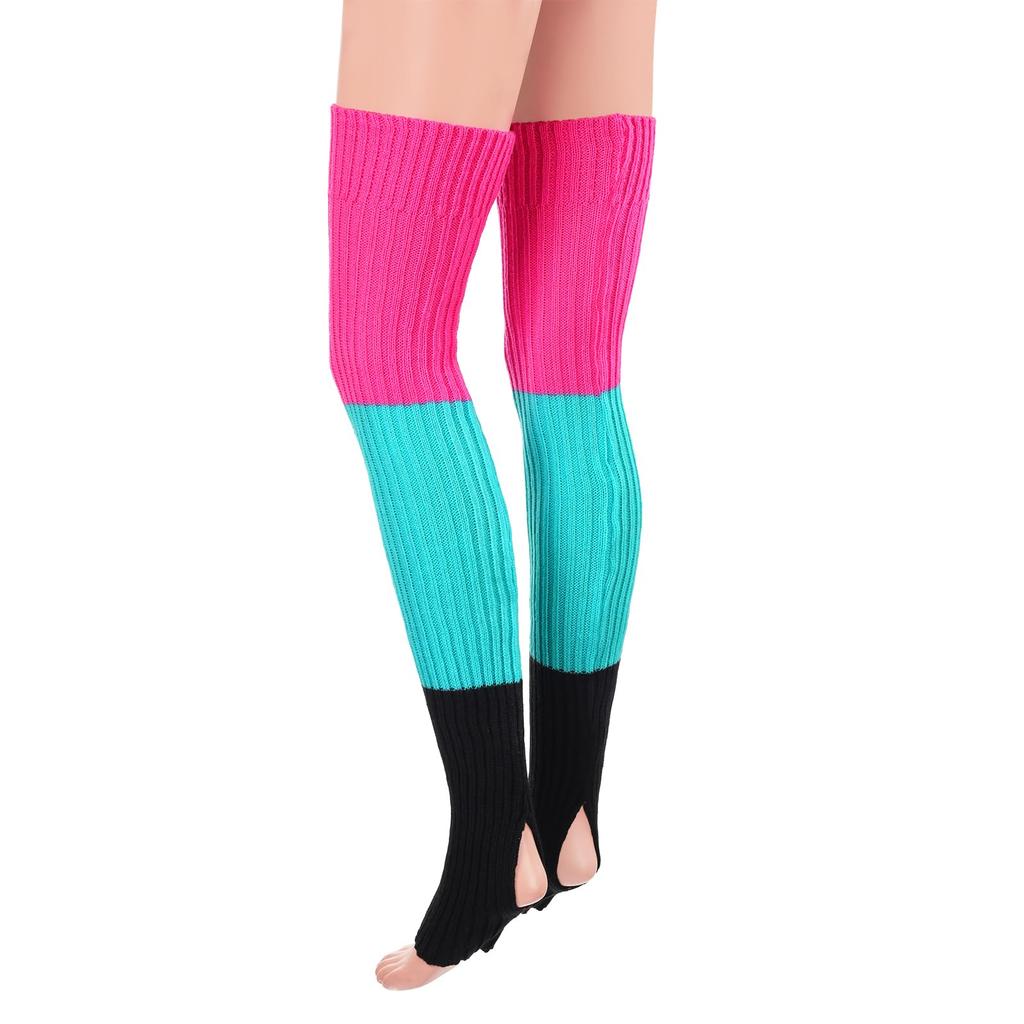 [LittleForBig] Rainbow Knee-High Stretcher Stockings, Elastic, Rainbow Multicolor, Red, Blue, and Black