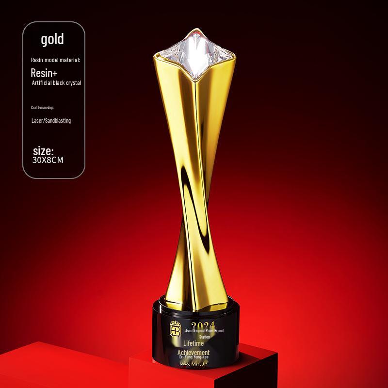 Gold, Silber, Bronze Sternburst Verdrehte Säule Trophäe - Firmen Gedenkpreis