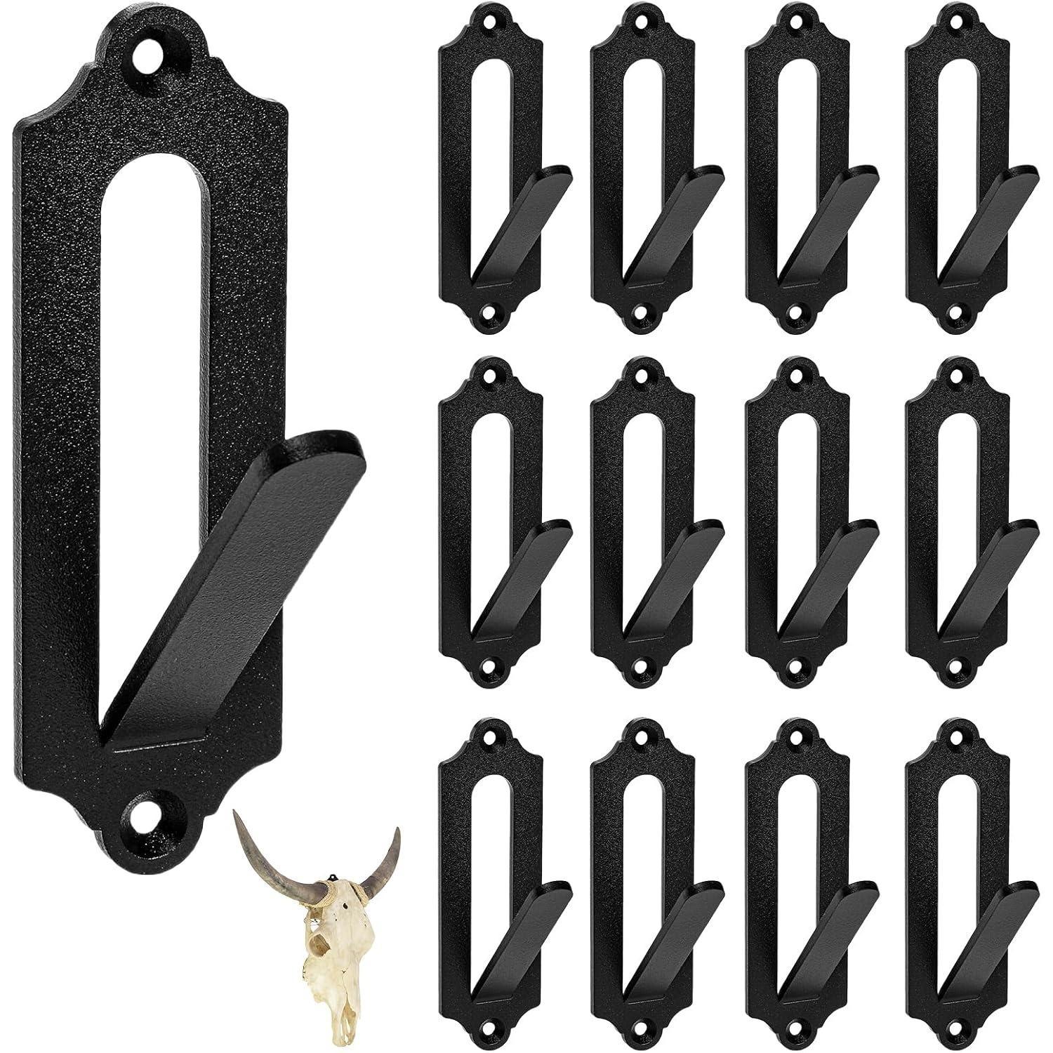 12 Packs Mount Skull Hanger, Deer Skull Hanger, European Style Deer Head Hangers, Mount Bracket Wall Mount, Skull Hooker with Simple Easy чёрный