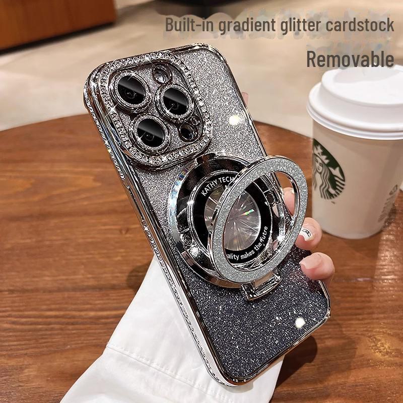 Rhinestone Glitter Magnetic Bracket for iPhone 14 Pro Max Case