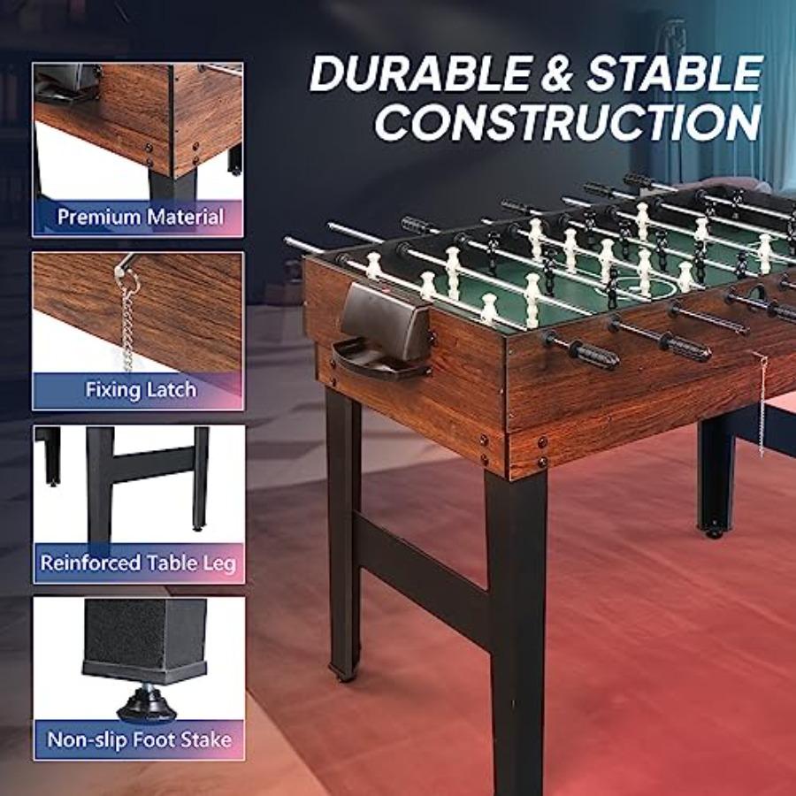 10in1 Multi Game Set for Adults and Family 48 Game Table with Hockey Foosball Pool Ping Pong Shuffleboard Chess Checkers Bowlin