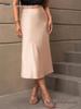 European & American Satin A-line Midi Skirt – Elegant Style, Polyester Fabric
