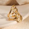 GEMCHIC Damen Minimalistisches Geometrisches Edelstahl Ringe Set Vergoldet Abstrakt Wellenförmiger Finger Schmuck Mode Luxus Accessoires