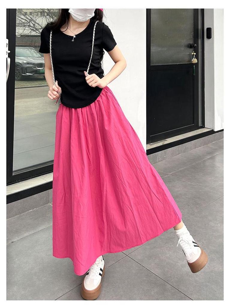 End-of-Season Clearance: 90% Off - Women's Pink Yamamoto High-Waisted A-Line Summer Skirt, Petite Fit (2025 Collection)