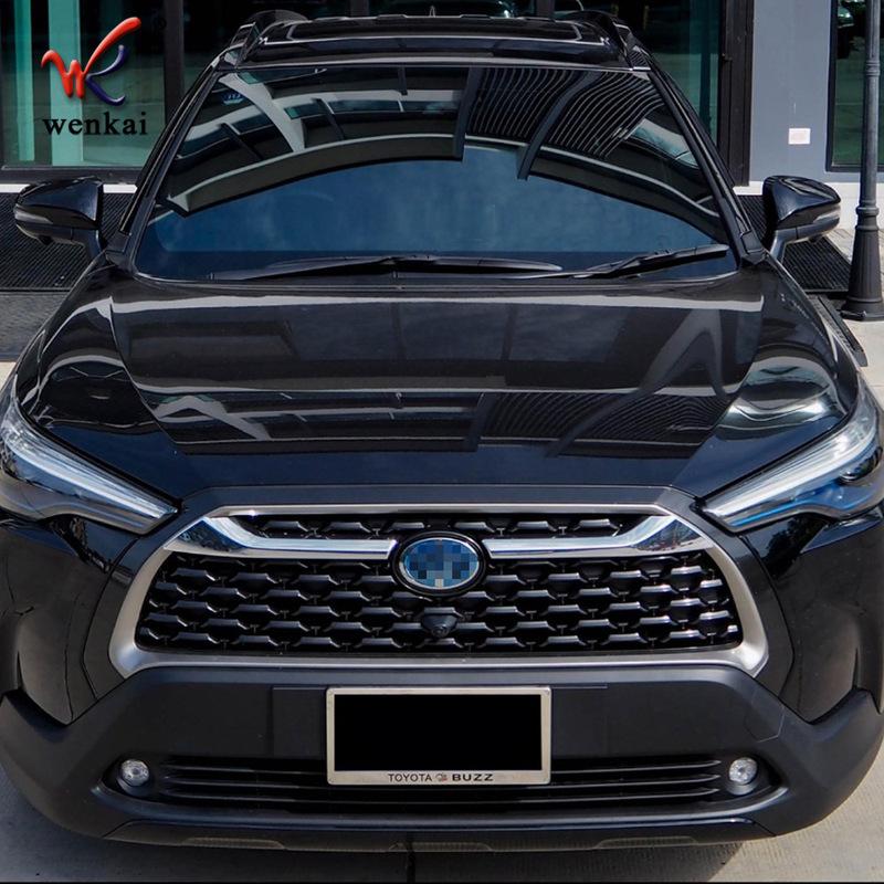 Upper Front Center Grille Grill Mesh Face Decor Strip Cover Trim For Toyota Corolla Cross - ABS Chrome /Blue Accessories