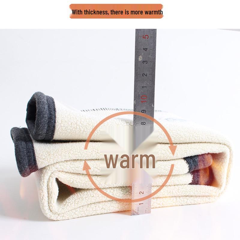 Girls' Winter Fleece-Lined Cotton Leggings with Rabbit Embroidery