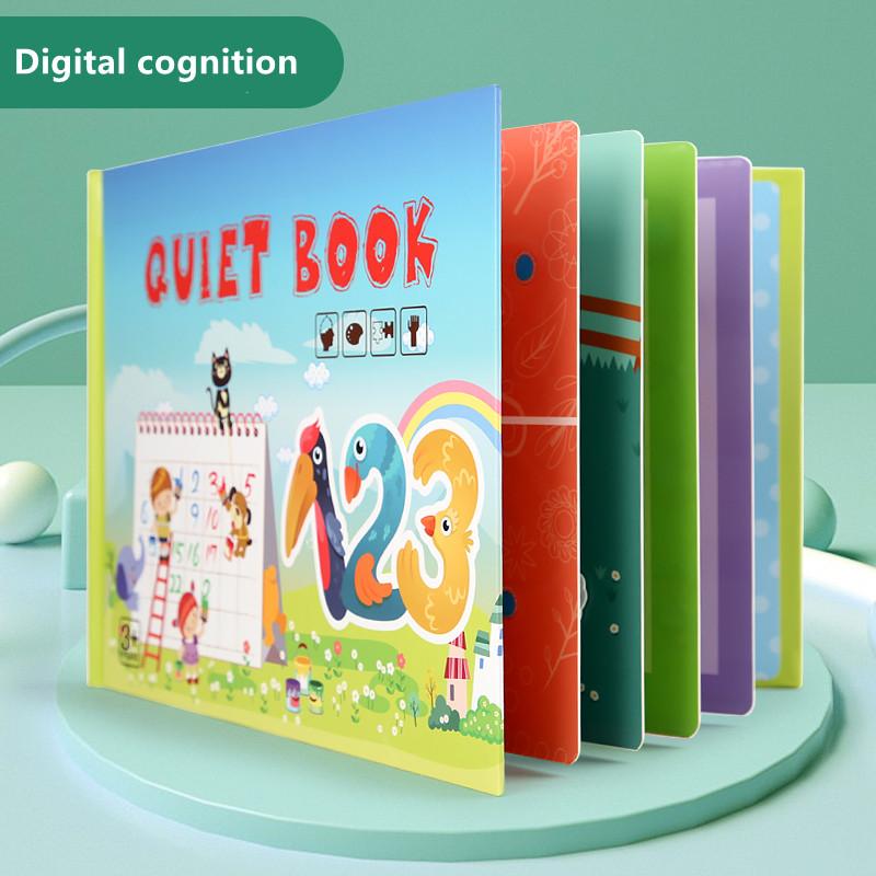 Montessori Quiet Book Wiederholtes Kleben Lesen Kinderspielzeug Tier Zahlen Zuordnungs-Puzzlespiel Lernspielzeug für Kinder Geschenke