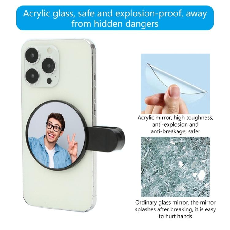 Smartphone Camera Mirror Reflection Clip Portable Mobile Phone Camera Mirror Clip Phone Rear Selfie Mirror Accessories