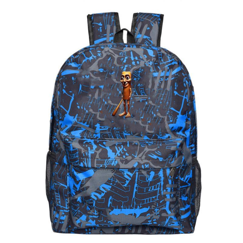 

Character Cartoon Tungtungtungsahur Canvas Backpack For School Travel Outdoor Blue Flower 4