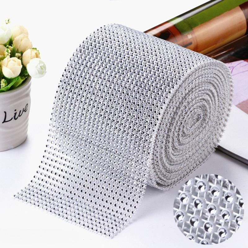 10Yard 4mm Crystal Rhinestones Fabric Elastic Mesh Net Crystal Trim Fabric for Diy Garment Dresses Scarf Mask Material