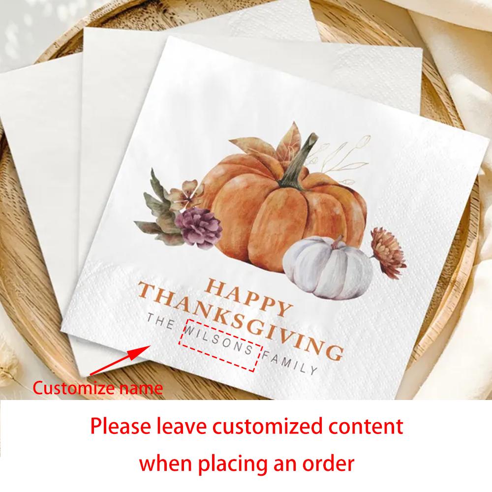 

Custom 40Pcs Thanksgiving Napkins Pumpkin Fall Decor Thanksgiving Halloween Party Table Decor Cocktail Luncheon Dinner Napkin 40pcs 33x33cm