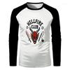 T-shirt a maniche lunghe Stranger Things Edizione Fire Club Nera Girocollo Pullover per Uomini Donne Adolescenti