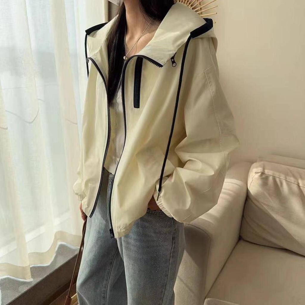 Korean Style Color Block Double Zipper Windbreaker: 2025 Spring/Autumn Versatile Casual Jacket