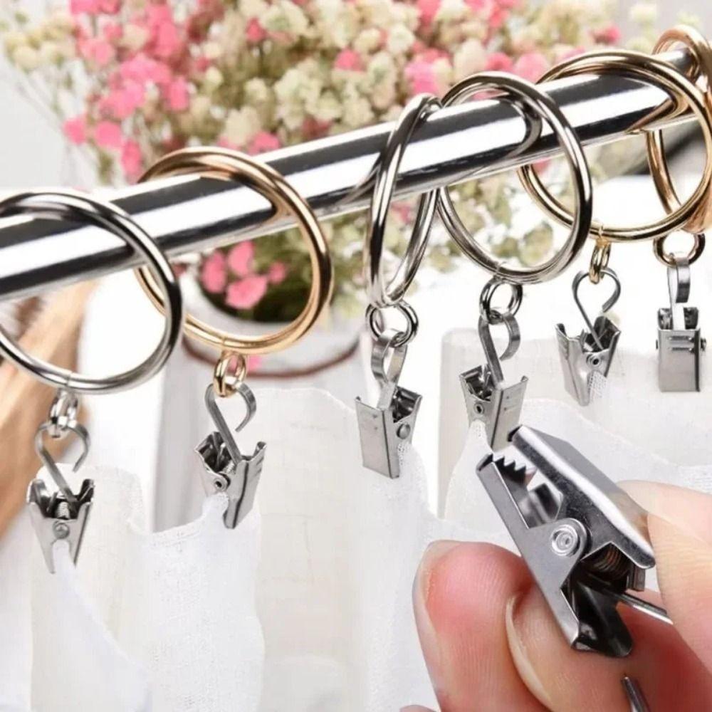 100Pcs Stainless Steel Drapery Crocodile Clip Opening/Closed Mouth Drapes Clamp  Curtains Rods