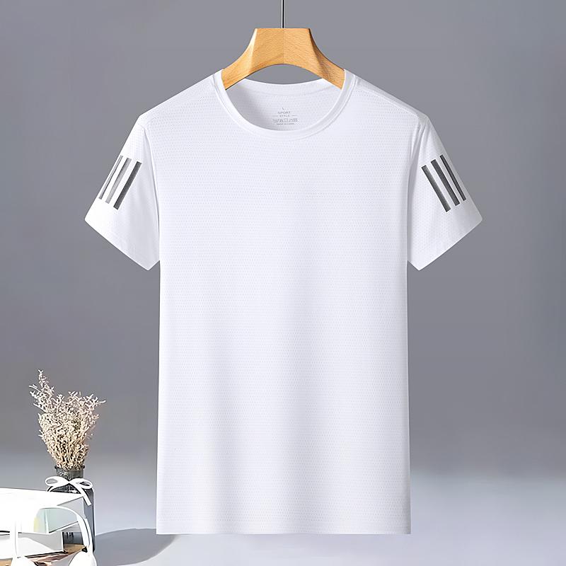 

Summer L-8XL Men s Casual Ice Silk T-shirt Outdoor Sports Round Neck Quick-drying Air-conditioned Short-sleeved T-shirt XL білий