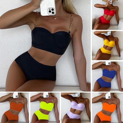 Bikini Badeanzug Sexy Geteilt Hohe Taille Bedecken Bikini Badeanzug EMA